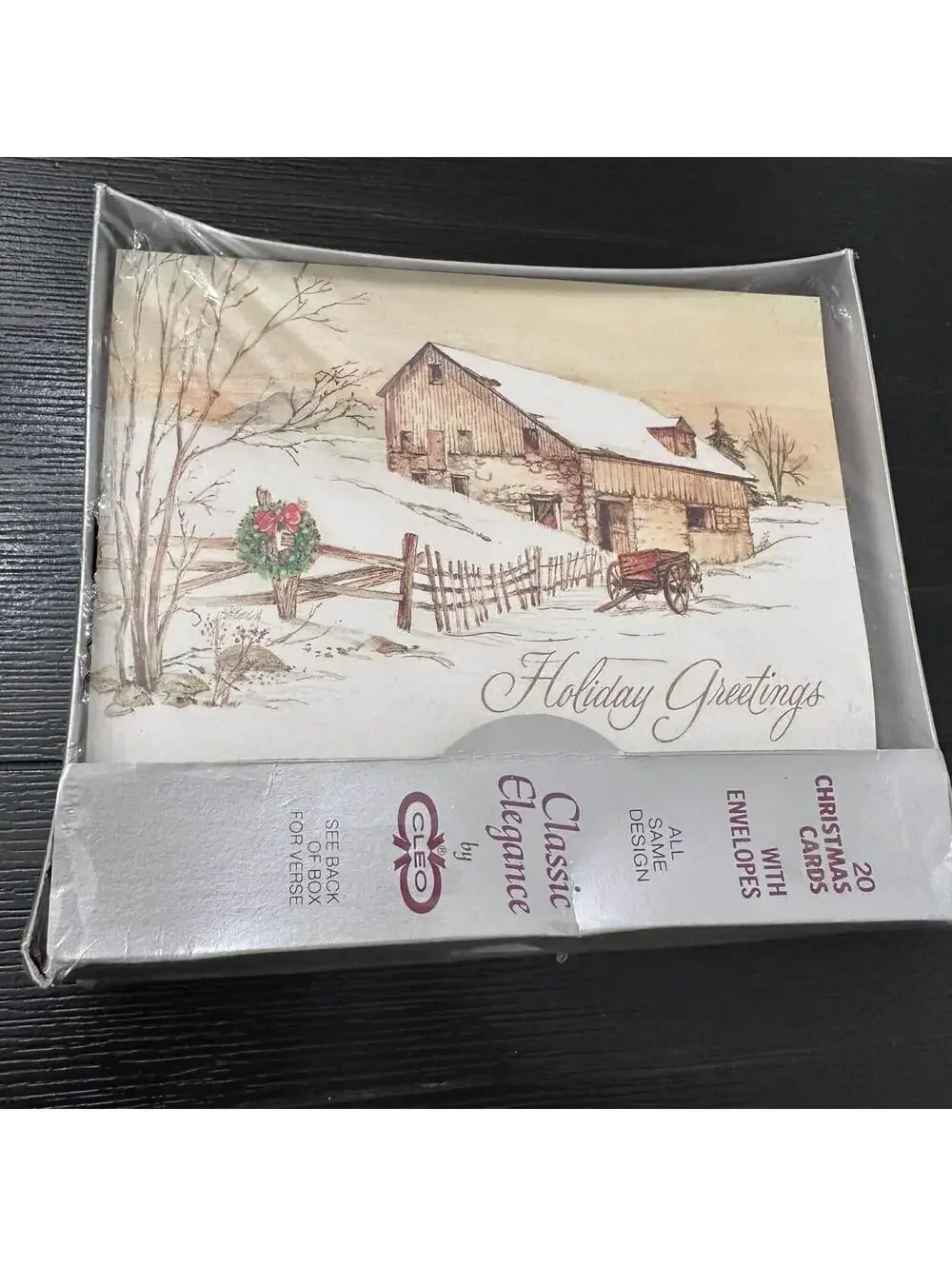 Vintage Celo Rustic Farmhouse Winter Scene Christmas Cards 20 Ct Sealed